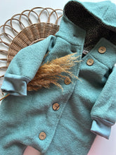 Laden Sie das Bild in den Galerie-Viewer, Wollwalk l Overall l Größe 62/68 l dunkles Altmint