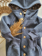 Laden Sie das Bild in den Galerie-Viewer, Wollwalk l Overall l Größe 86/92 l jeansblau meliert
